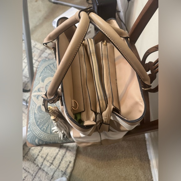 Large bag from SHEIN striped 3 compartment tan/white - Picture 2 of 7